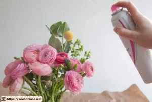 Sử dụng 1 lớp mỏng keo xịt tóc để hoa tươi lâu