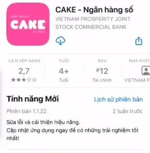 Bước 1 : Tải ứng dụng ngân hàng cake by Vpbank