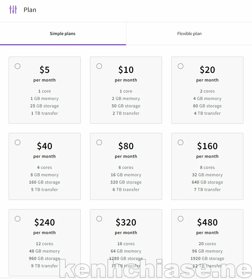 Nhiều plan để lựa chọn. Plan VPS thấp nhất có giá 5$ 